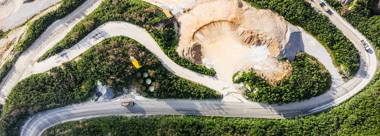 aerial view of mining quarry  